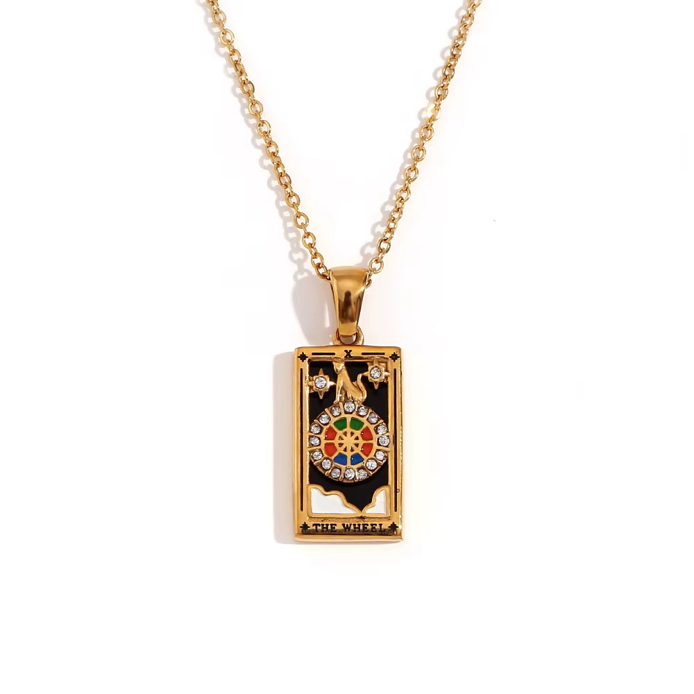 The Wheel Tarot Necklace - Gold