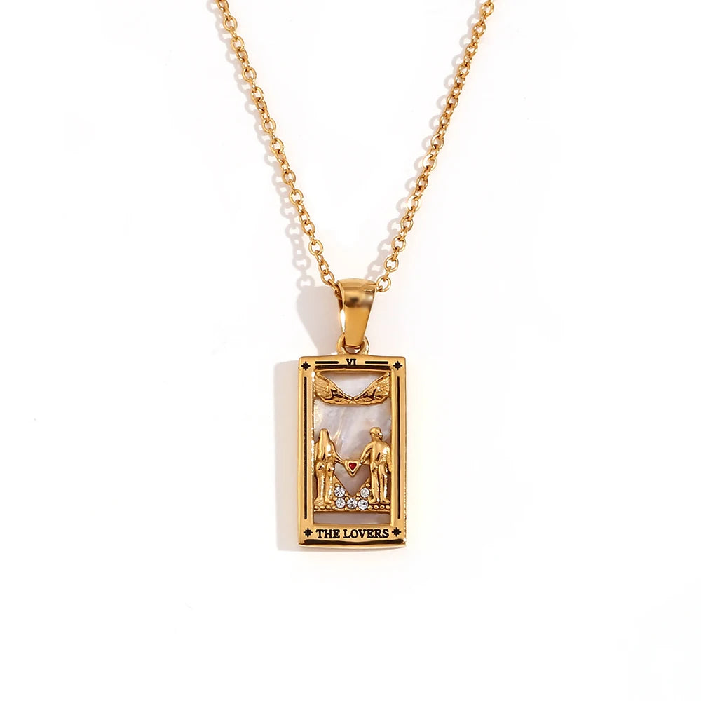 The Lovers Tarot Necklace - Gold