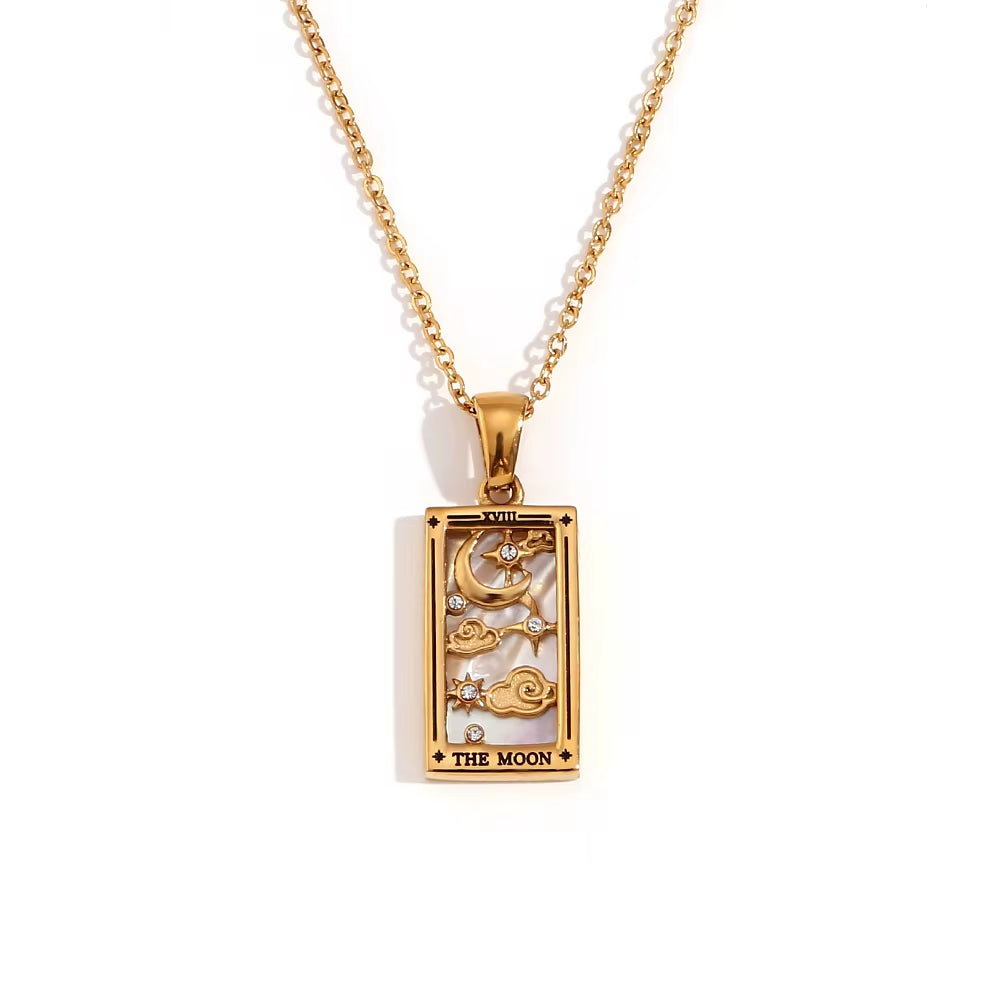 The Moon Tarot Necklace - Gold