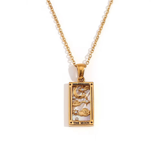 The Moon Tarot Necklace - Gold